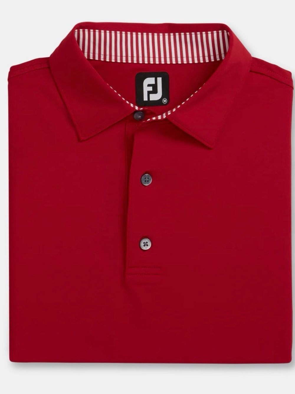 FootJoy Men's Crimson Solid Polo with Striped Collar Detail